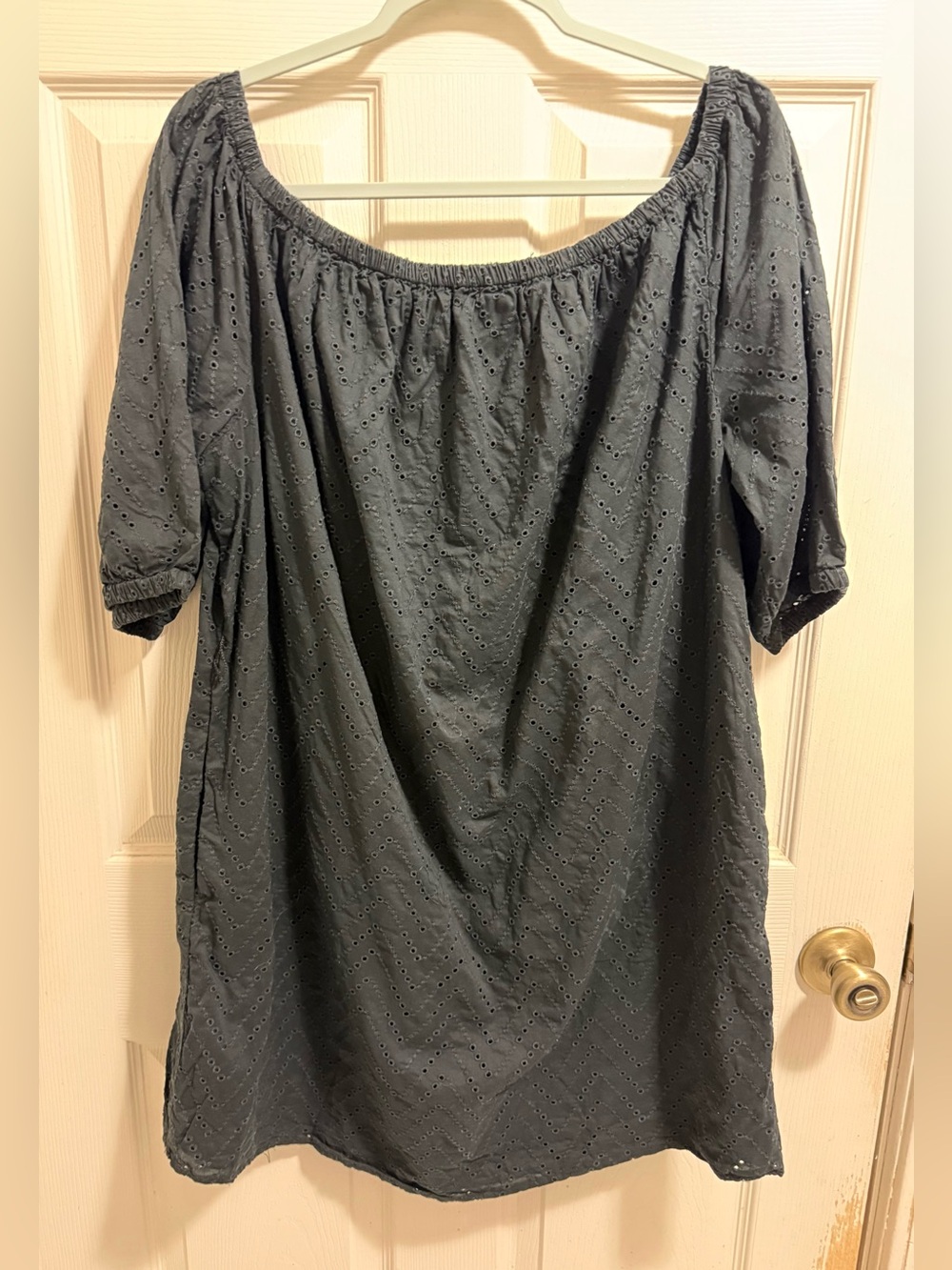 GAP Black Off-Shoulder Eyelet dress